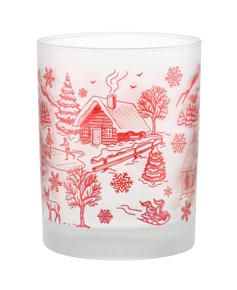 Culver Lodge Toile Village Dof Glass, Set of 4