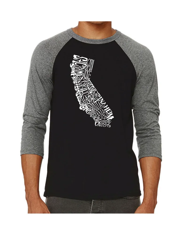 La Pop Art California State Men's Raglan Word T-shirt