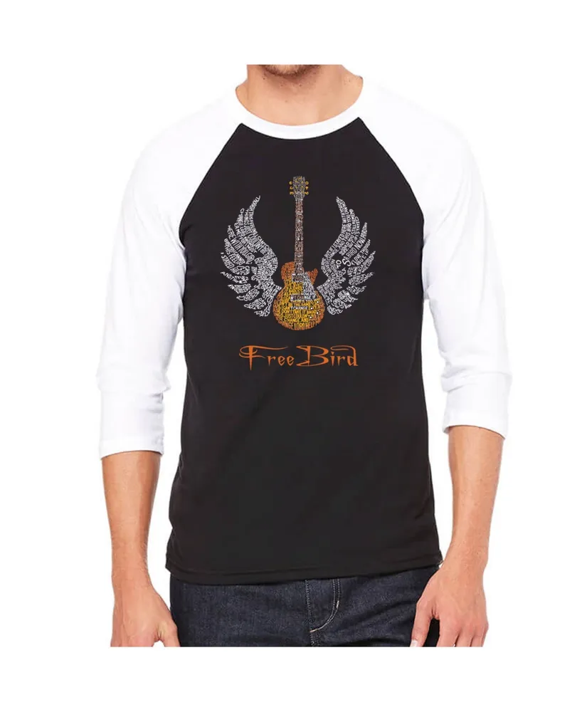 La Pop Art Lyrics to Free Bird Men's Raglan Word T-shirt