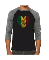 La Pop Art One Love Heart Men's Raglan Word T-shirt