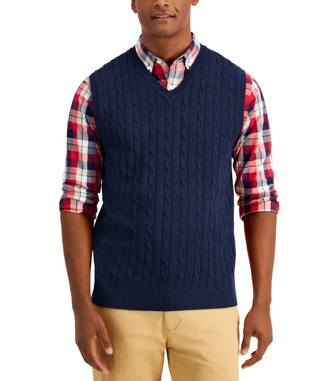 Club Room Men's Cable-Knit Cotton Sweater, Created for Macy's - Macy's