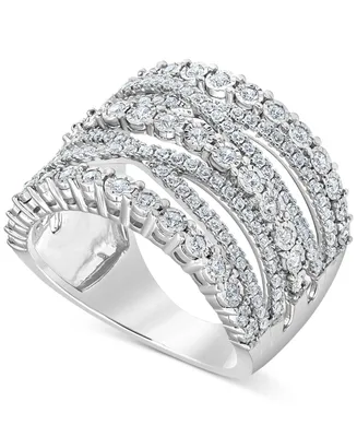 Diamond Multi-Row Crossover Statement Ring (1 ct. t.w.) in Sterling Silver
