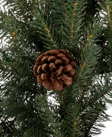 Glitzhome Pre-Lit Greenery Pine Cone Christmas Wreath with Warm Led Light