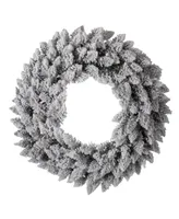 Glitzhome Pre-Lit Snow Flocked Christmas Wreath with Warm Led Light