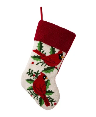 Glitzhome Hooked Stocking, Cardinal