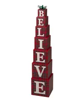 Glitzhome Wooden Double-Sided "Believe" Porch Decor