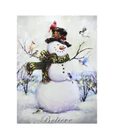 Northlight 15.75" Led Lighted Snowman and Bird Friends Christmas Canvas Wall Art