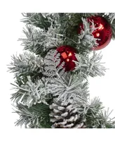 Northlight Flocked Pine with Ornaments and Berries Artificial Christmas Wreath-Unlit