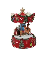 Northlight Animated Musical Santa and Reindeer Carousel Christmas Table top Decor