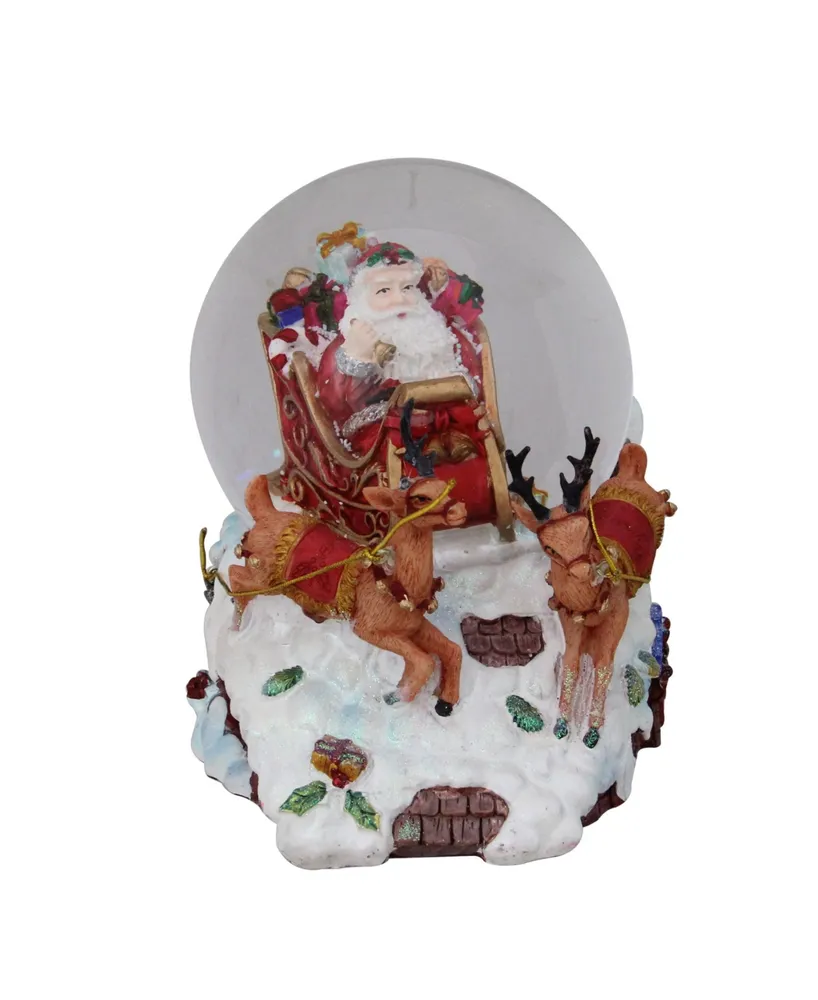 Northlight Santa Claus On Sleigh with Reindeer Musical Christmas Snow Globe Tabletop Decoration