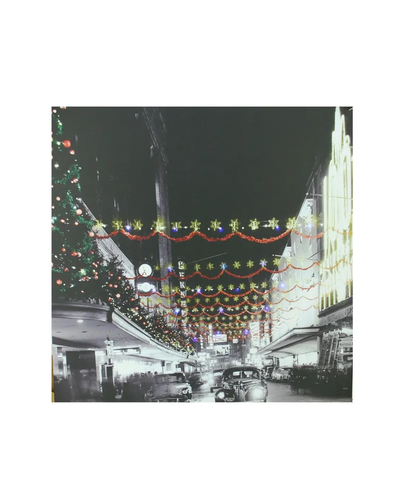 Northlight Led Lighted Christmas On Main Street in Pittsburgh Canvas Wall Art