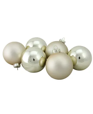 Northlight 6 Count Shiny and Matte Champagne Glass Ball Christmas Ornaments