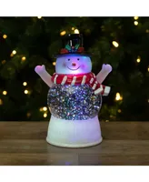 Northlight Led Lighted Snowman with Holly and Berries Top Hat Blowing Glitter Christmas Water Globe