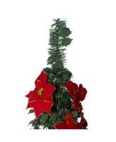 Northlight Pre-Lit Slim Poinsettia Pop-Up Artificial Christmas Tree