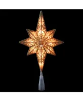 Northlight Lighted Gold Tone Frosted Star Of Bethlehem with Scrolling Christmas Tree Topper