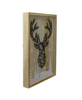 Northlight Reindeer with Snowflakes and Trees Lighted Wooden Christmas Plaque