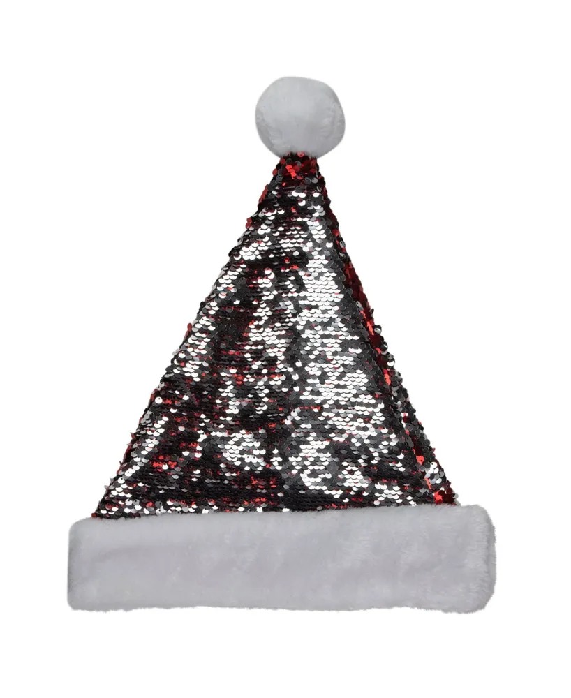 Northlight Reversible Sequined Christmas Santa Hat with Faux Fur Cuff