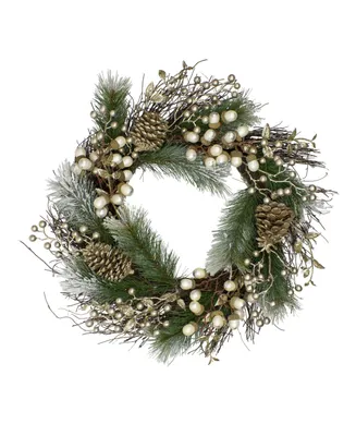 Northlight Unlit Acorn and Pine Cone Flocked Pine Needle Artificial Christmas Wreath