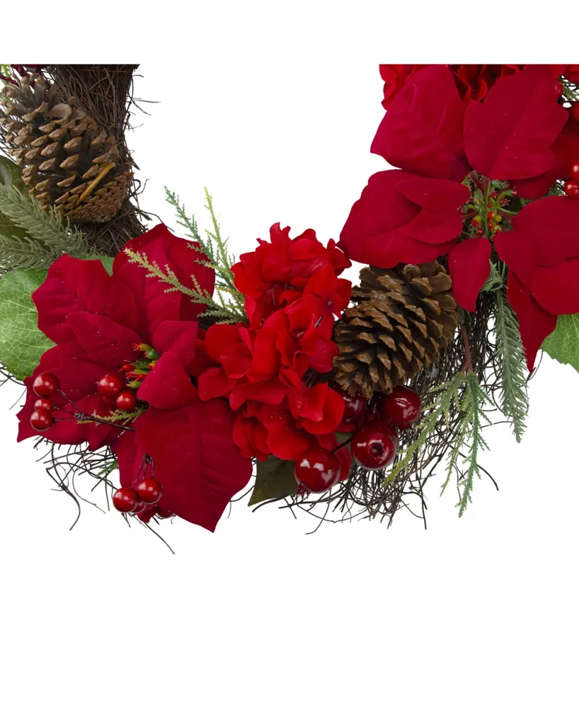 Northlight Unlit Flowers with Berries Artificial Christmas Wreath
