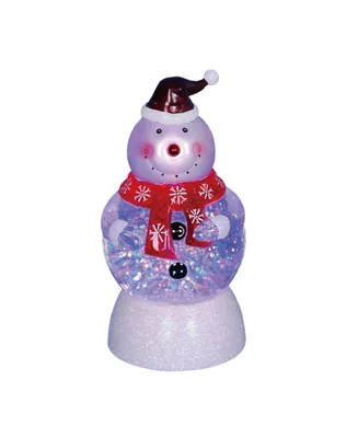 Northlight Led Lighted Colour-Changing Snowman with Santa Hat Snow Globe Christmas Figure