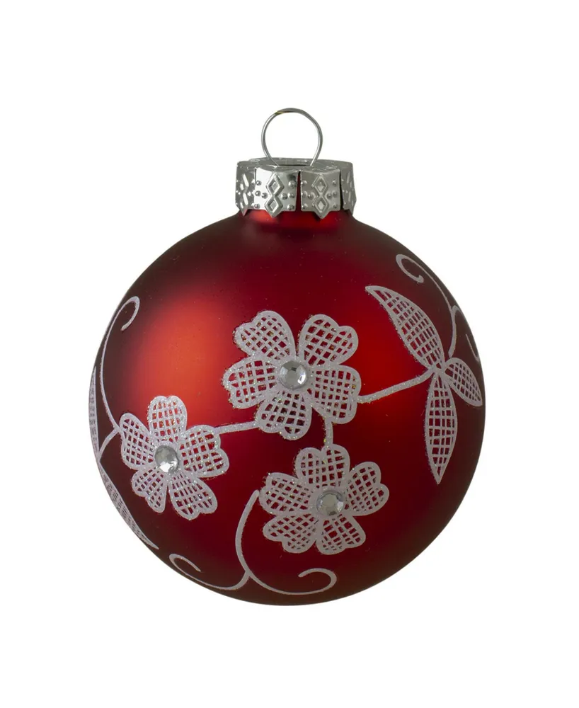 Northlight 4 Count Floral Christmas Ball Ornaments