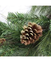 Northlight Artificial Mixed Pine with Pine Cones and Glitter Christmas Teardrop Swag-Unlit