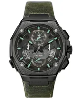 Bulova Men's Precisionist Chronograph Green Leather Strap Watch 44.7x46.8mm, A Special Edition