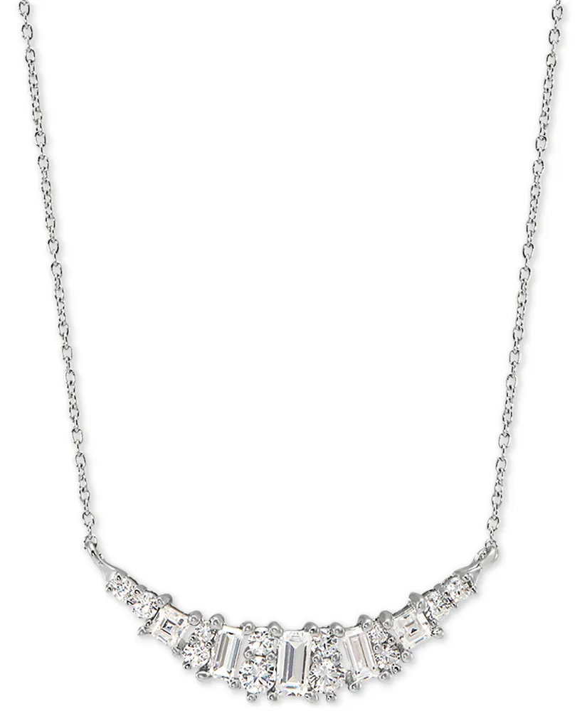 Arabella Cubic Zirconia Heart 18" Statement Necklace in Sterling Silver