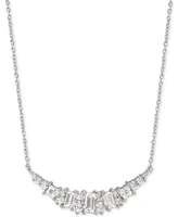 Arabella Cubic Zirconia Heart 18" Statement Necklace in Sterling Silver