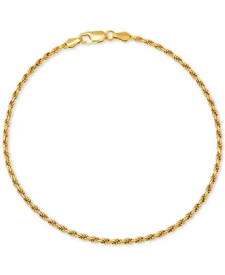 Giani Bernini Rope Chain Ankle Bracelet (2mm) 18k Gold-Plated Sterling Silver or Silver, Created for Macy's