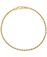 Giani Bernini Rope Chain Ankle Bracelet (2mm) in 18k Gold-Plated Sterling Silver or Sterling Silver, Created for Macy's