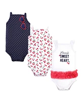 Little Treasure Baby Girls Cotton Bodysuits 3pk, Cherries, 6-9 Months