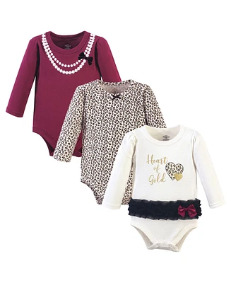 Little Treasure Baby Girls Cotton Long-Sleeve Bodysuits 3pk