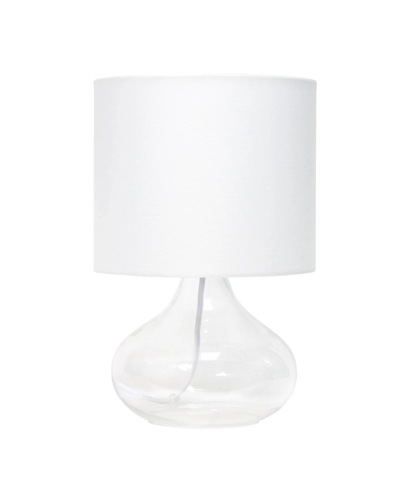 Simple Designs Glass Raindrop Table Lamp with Fabric Shade