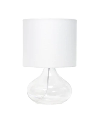 Simple Designs Glass Raindrop Table Lamp with Fabric Shade