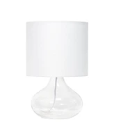 Simple Designs Glass Raindrop Table Lamp with Fabric Shade
