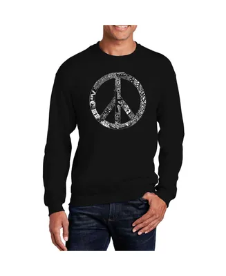 La Pop Art Men's Word Peace, Love and Music Crewneck Sweatshirt