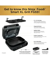 Ninja Foodi Smart Xl 6-in-1 Indoor Grill with 4-Quart Air Fryer, Roast, Bake, Dehydrate, Broil, and Smart Cook System, FG551