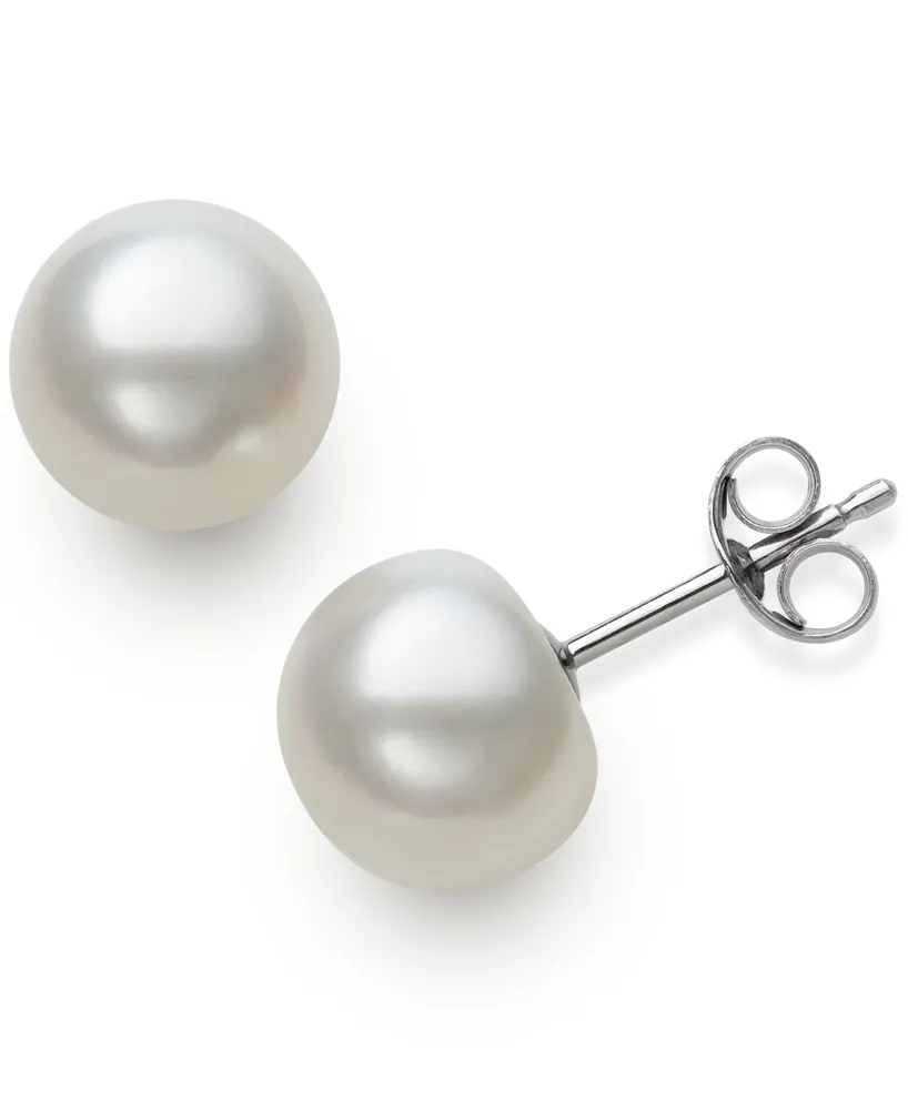 Belle de Mer Cultured Freshwater Button Pearl (8-9mm) Stud Earrings