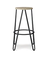 Simpli Home Simeon 30" Metal Bar Stool with Wood Seat