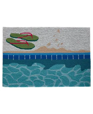 Liora Manne' Frontporch Poolside Aqua 1'8" x 2'6" Outdoor Area Rug