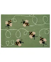 Liora Manne' Frontporch Buzzy Bees Green 1'8" x 2'6" Outdoor Area Rug