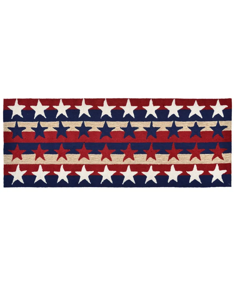 Liora Manne' Frontporch Stars and Stripes Red 2' x 5' Runner Rug