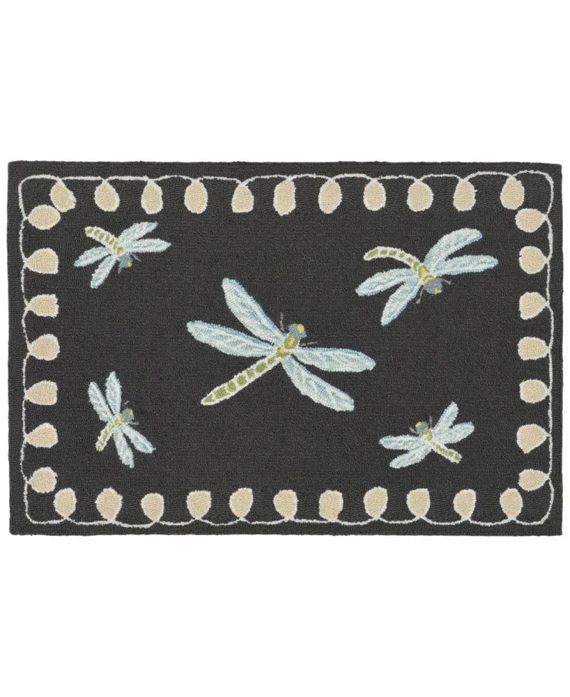 Liora Manne' Frontporch Dragonfly Black and Gray 2' x 3' Outdoor Area Rug