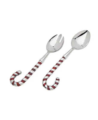 Godinger Candy Cane 2 Piece Salad Spoon and Fork Set