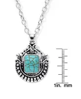 Macy's Simulated Turquoise in Silver Plated Crest Pendant Necklace