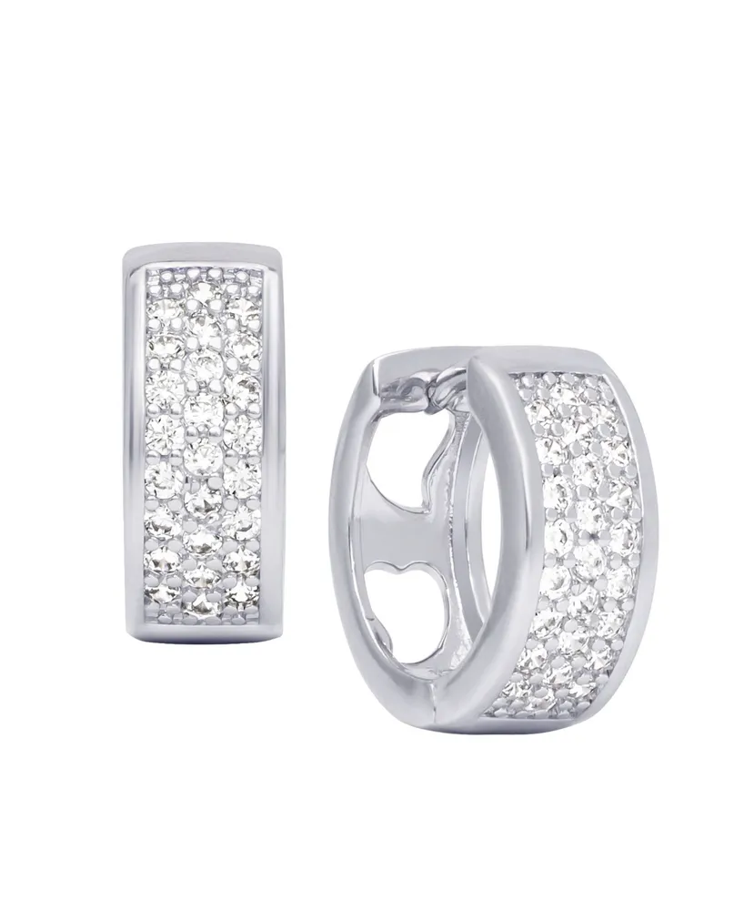 Macy's Cubic Zirconia Pave Huggie Hoop Earrings