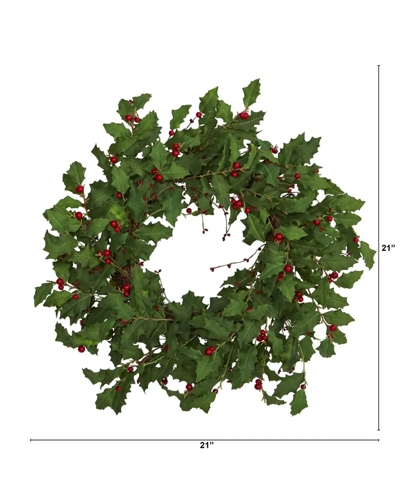 Nearly Natural Holly Berry Artificial Wreath