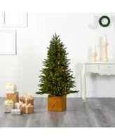 Nearly Natural Manchester Fir Artificial Christmas Tree in Decorative Planter with 250 Clear Warm Multifunction Led Lights and 366 Bendable Branches