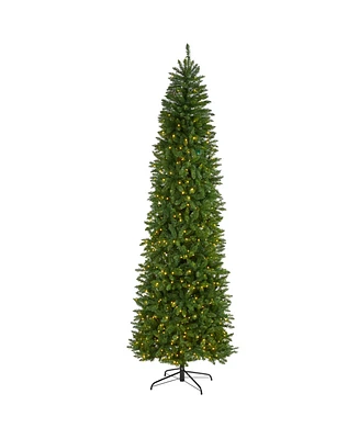 Nearly Natural Slim Mountain Pine Artificial Christmas Tree with 600 Clear Led Lights